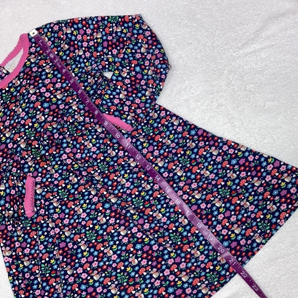 Jojo maman bebe mouse floral mushroom navy long sleeve dress 4-5 yrs - Picture 3 of 9